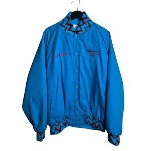 Vintage 90s West Ark Aztec Turquoise Bomber Jacket XXL